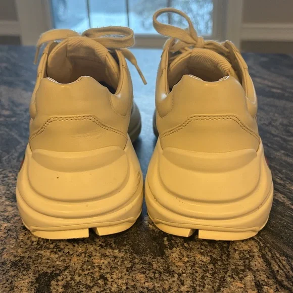 Gucci Cream Sneakers with Red and Green Stripes